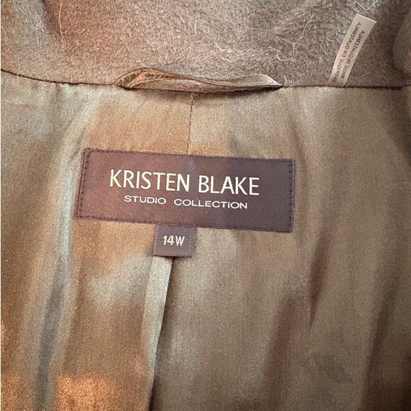 Kristen Blake Studio Collection Lambswool Blend Olive Coat - Size 14W - Picture 2 of 16